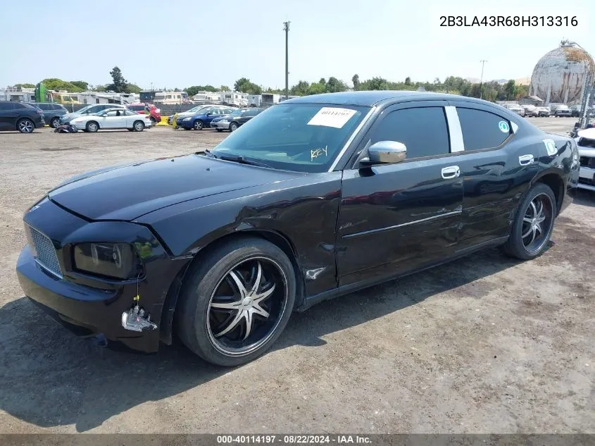 2008 Dodge Charger VIN: 2B3LA43R68H313316 Lot: 40114197