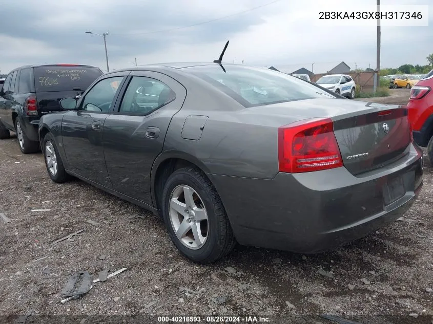 2008 Dodge Charger VIN: 2B3KA43GX8H317346 Lot: 40216593