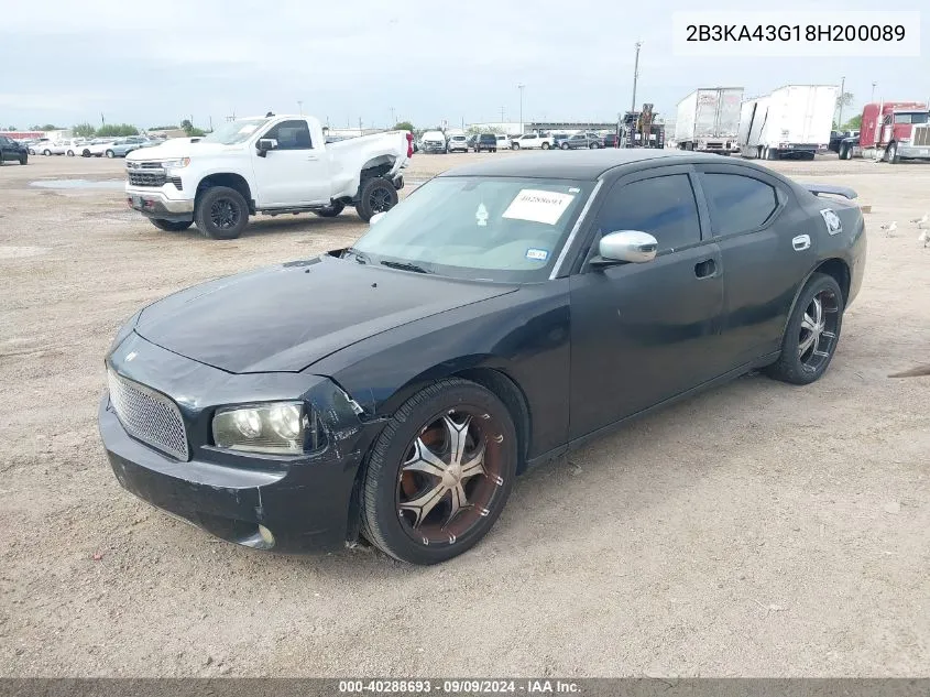 2008 Dodge Charger VIN: 2B3KA43G18H200089 Lot: 40288693