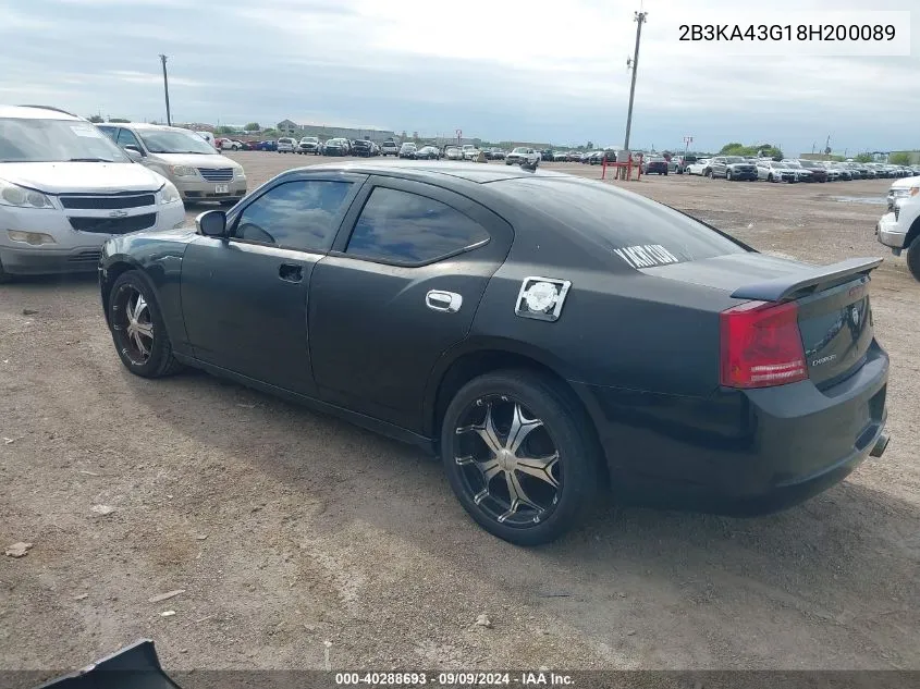 2008 Dodge Charger VIN: 2B3KA43G18H200089 Lot: 40288693