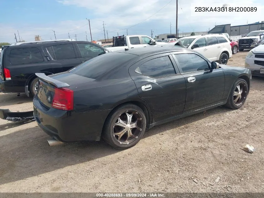 2008 Dodge Charger VIN: 2B3KA43G18H200089 Lot: 40288693