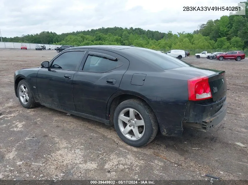 2009 Dodge Charger Sxt VIN: 2B3KA33V49H540251 Lot: 39449932