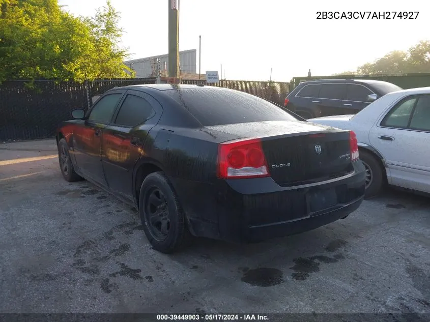 2010 Dodge Charger Sxt VIN: 2B3CA3CV7AH274927 Lot: 39449903