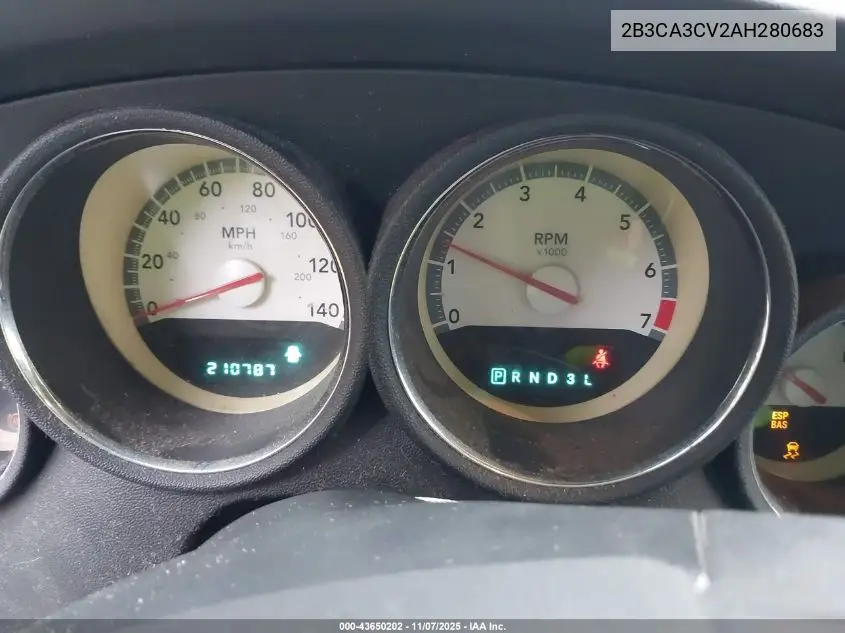 2B3CA3CV2AH280683 2010 Dodge Charger Sxt