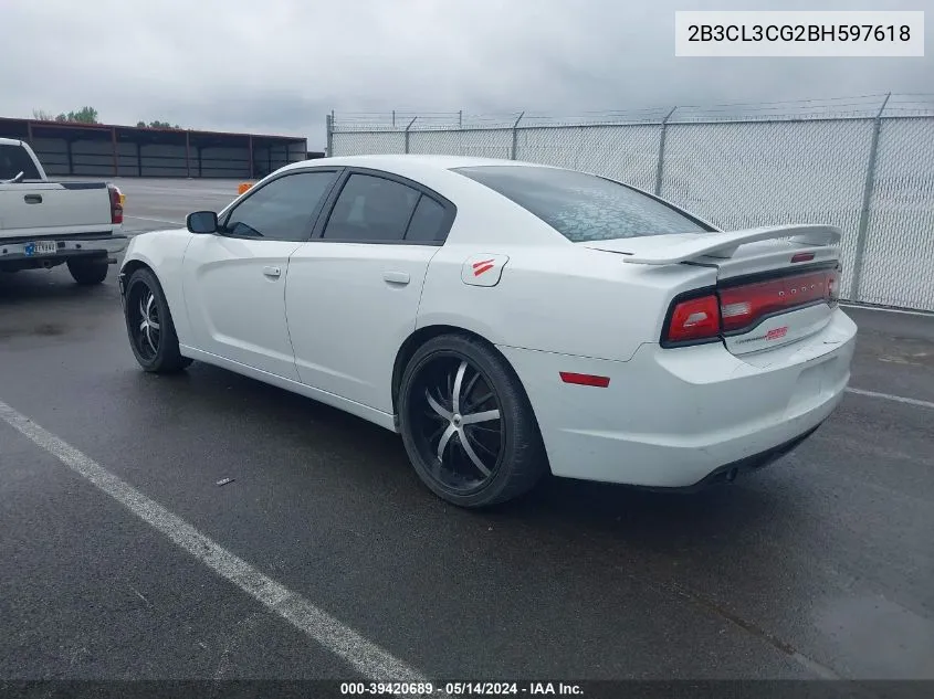 2011 Dodge Charger VIN: 2B3CL3CG2BH597618 Lot: 39420689