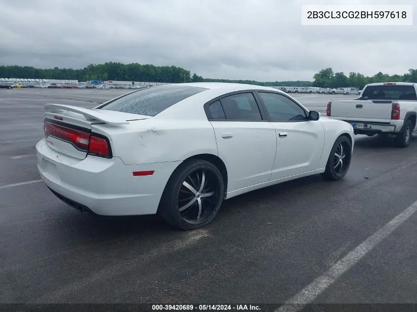 2011 Dodge Charger VIN: 2B3CL3CG2BH597618 Lot: 39420689