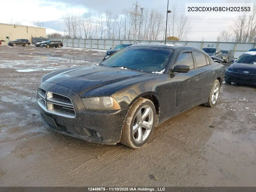 2C3CDXHG8CH202553 2012 Dodge Charger Sxt