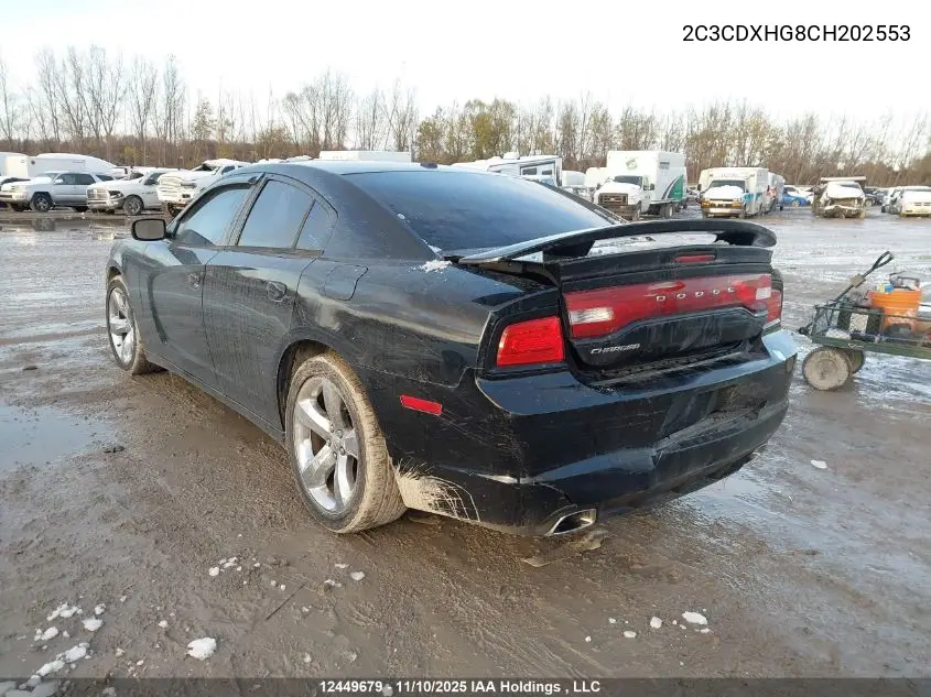 2C3CDXHG8CH202553 2012 Dodge Charger Sxt