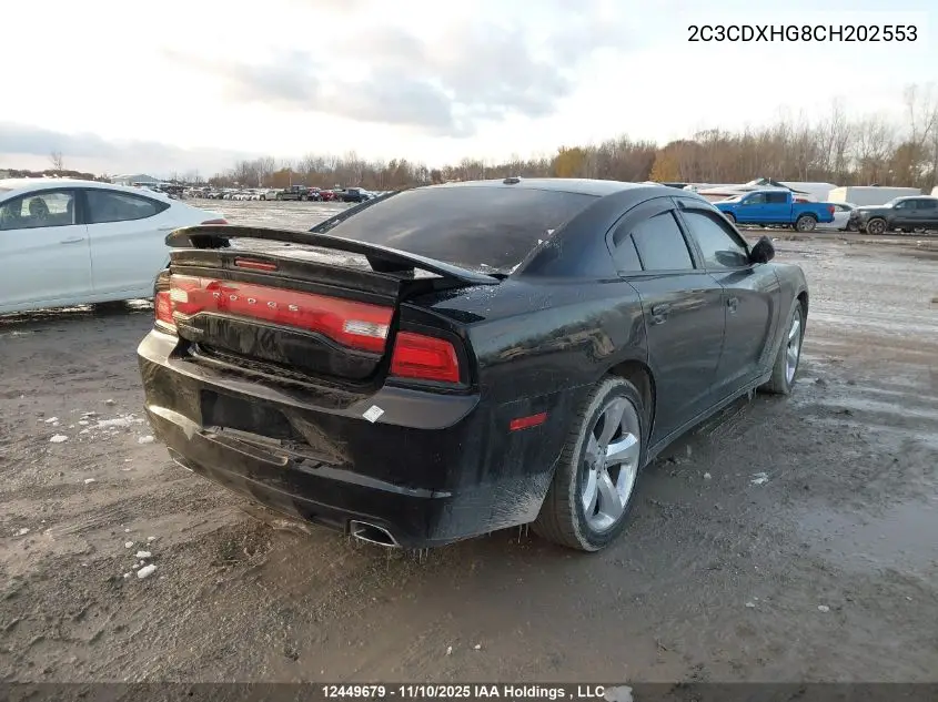 2C3CDXHG8CH202553 2012 Dodge Charger Sxt