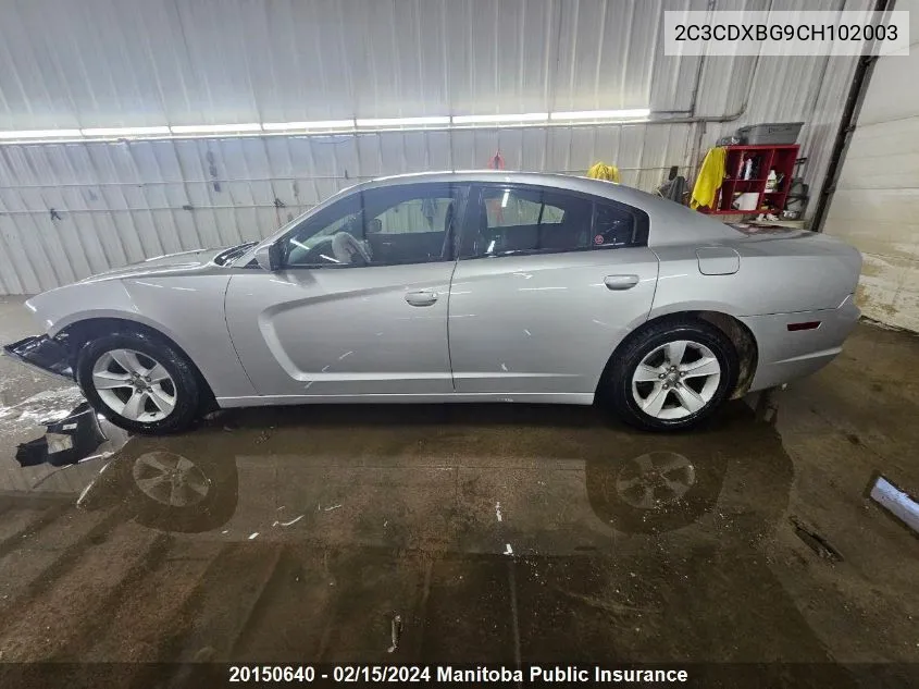 2012 Dodge Charger Se VIN: 2C3CDXBG9CH102003 Lot: 20150640