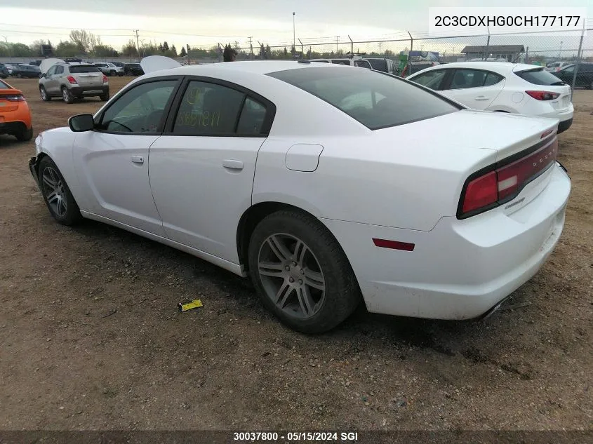 2012 Dodge Charger Sxt VIN: 2C3CDXHG0CH177177 Lot: 30037800