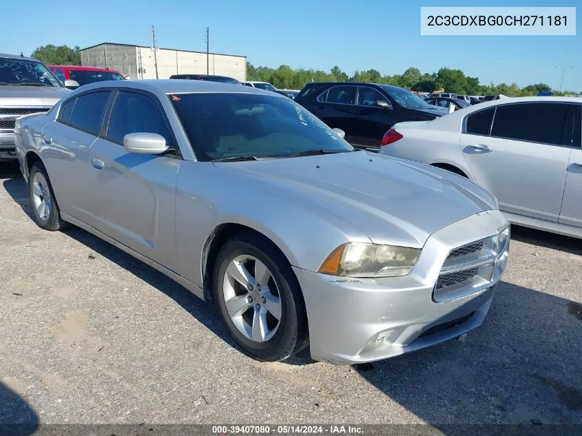 2012 Dodge Charger Se VIN: 2C3CDXBG0CH271181 Lot: 39407080