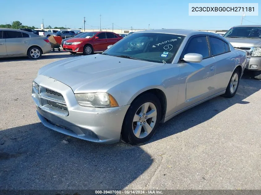 2012 Dodge Charger Se VIN: 2C3CDXBG0CH271181 Lot: 39407080