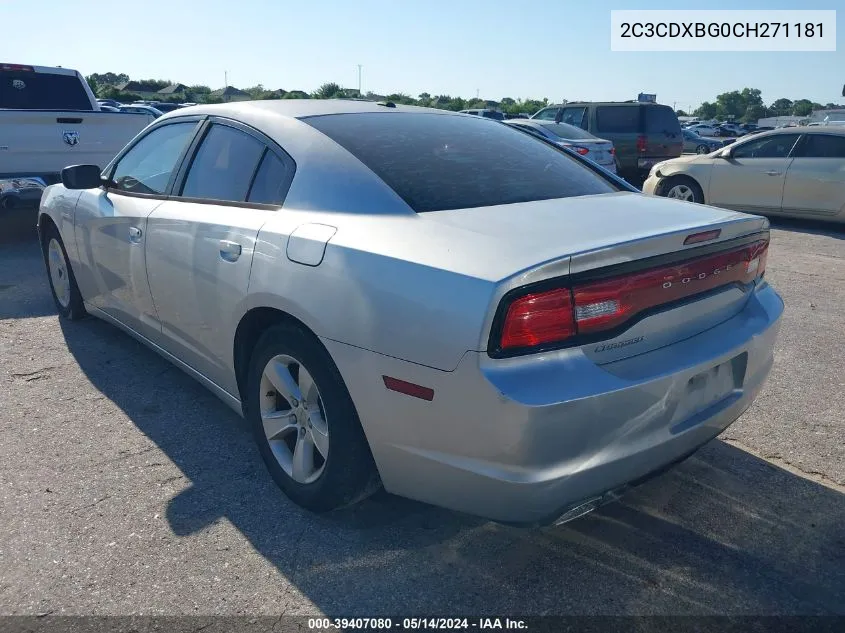 2012 Dodge Charger Se VIN: 2C3CDXBG0CH271181 Lot: 39407080