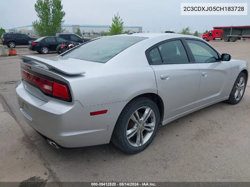 2012 Dodge Charger Sxt VIN: 2C3CDXJG5CH183728 Lot: 39412520