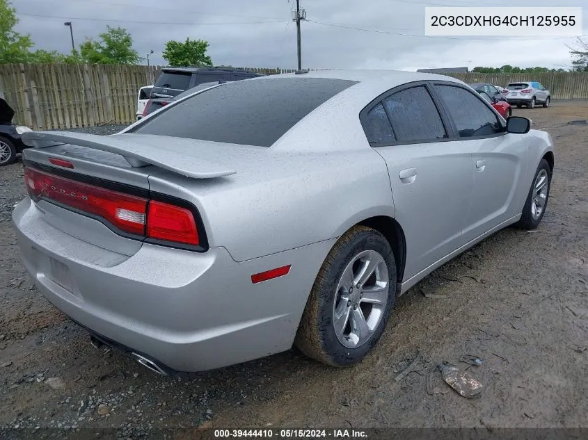 2C3CDXHG4CH125955 2012 Dodge Charger Sxt