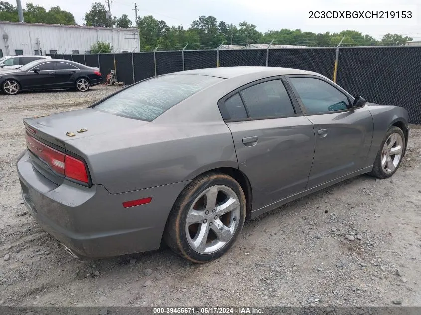 2012 Dodge Charger Se VIN: 2C3CDXBGXCH219153 Lot: 39455671