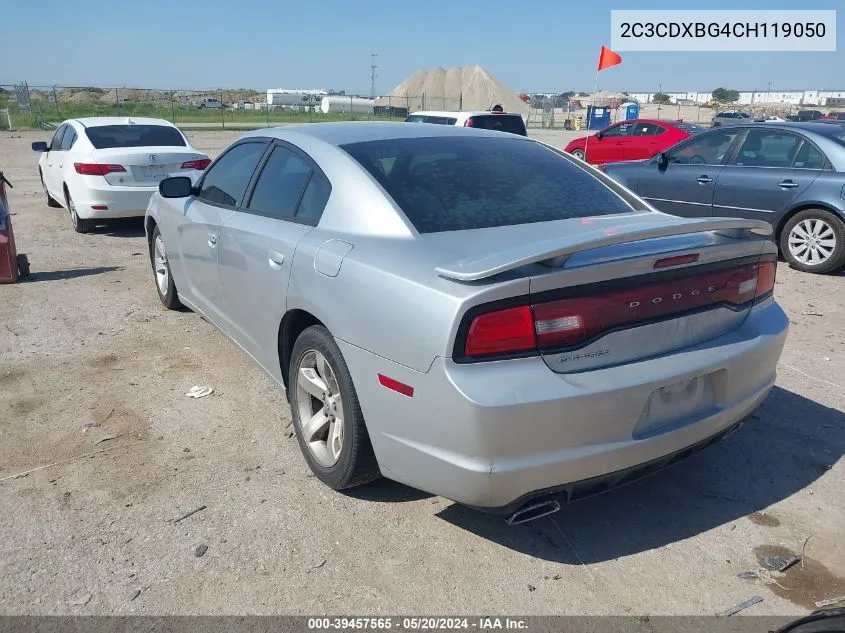 2012 Dodge Charger Se VIN: 2C3CDXBG4CH119050 Lot: 39457565