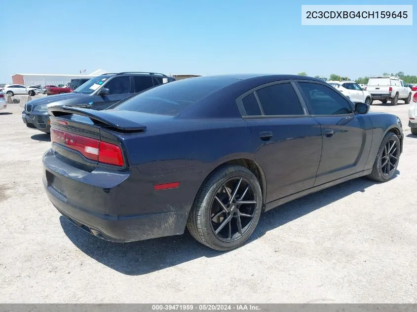 2012 Dodge Charger Se VIN: 2C3CDXBG4CH159645 Lot: 39471959