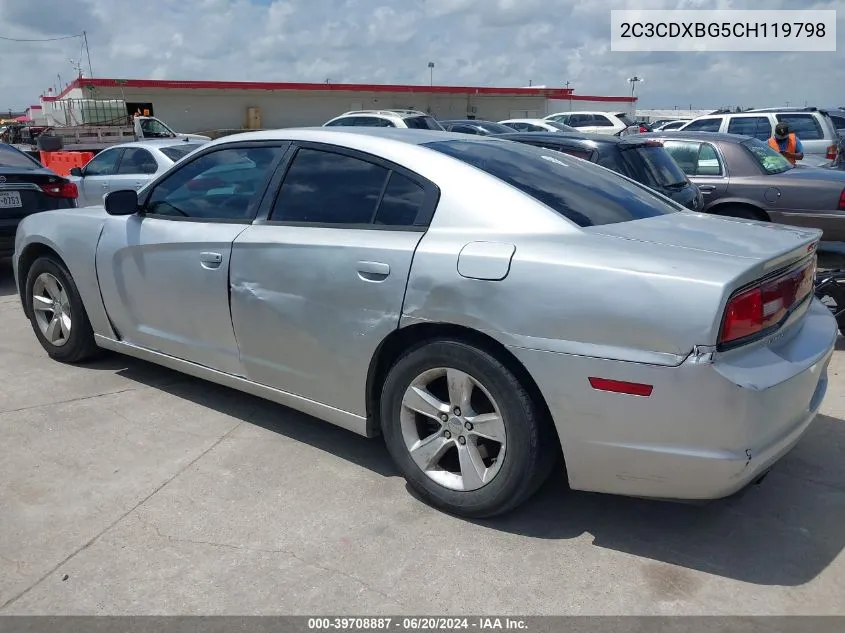 2012 Dodge Charger Se VIN: 2C3CDXBG5CH119798 Lot: 39708887