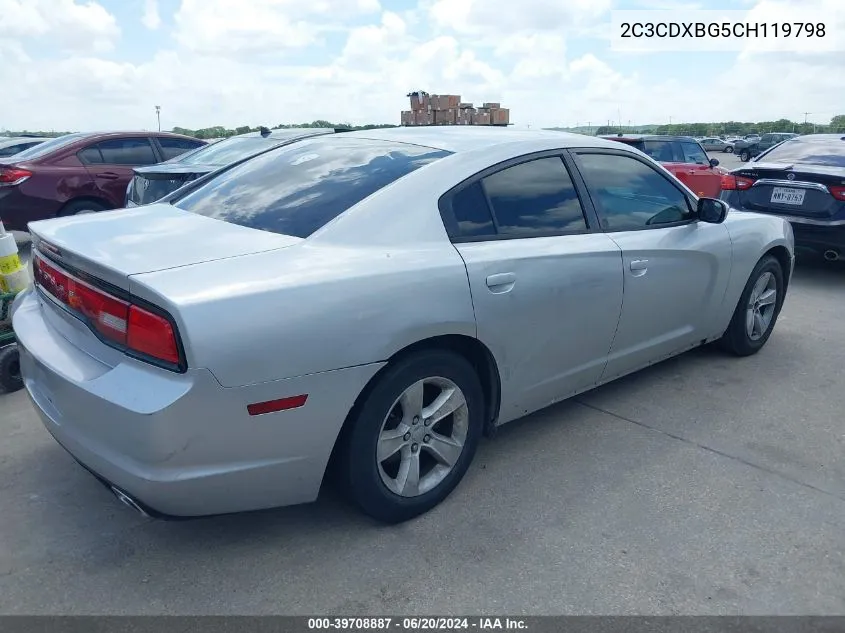 2012 Dodge Charger Se VIN: 2C3CDXBG5CH119798 Lot: 39708887