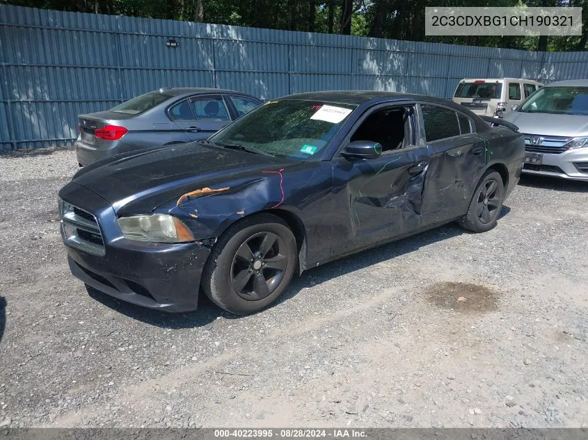 2012 Dodge Charger Se VIN: 2C3CDXBG1CH190321 Lot: 40223995