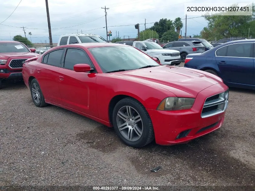 2C3CDXHG3CH207451 2012 Dodge Charger Sxt