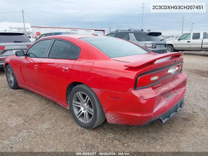 2012 Dodge Charger Sxt VIN: 2C3CDXHG3CH207451 Lot: 40293377