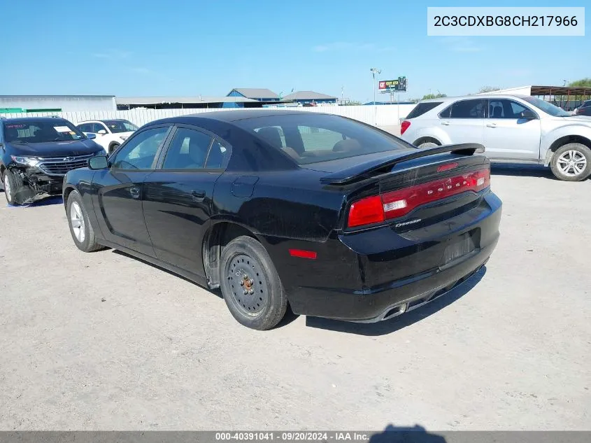 2012 Dodge Charger Se VIN: 2C3CDXBG8CH217966 Lot: 40391041