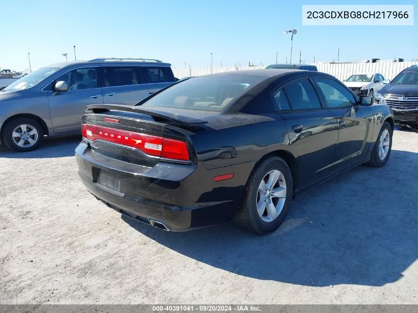 2012 Dodge Charger Se VIN: 2C3CDXBG8CH217966 Lot: 40391041