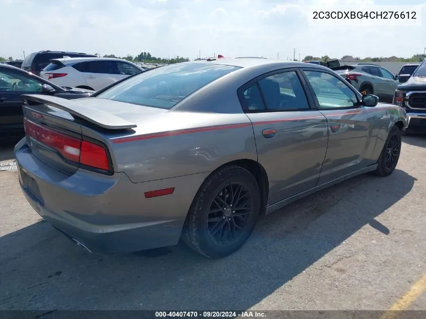 2012 Dodge Charger Se VIN: 2C3CDXBG4CH276612 Lot: 40407470