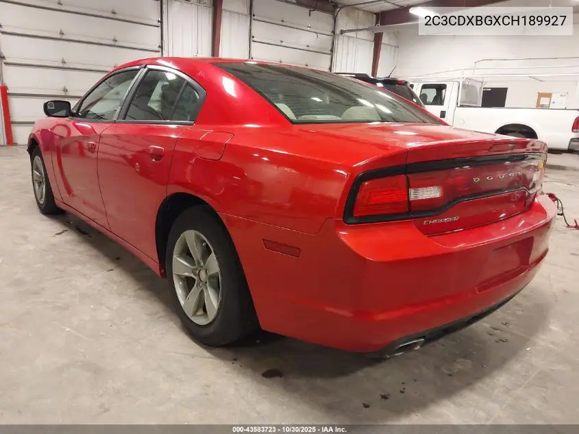 2C3CDXBGXCH189927 2012 Dodge Charger Se