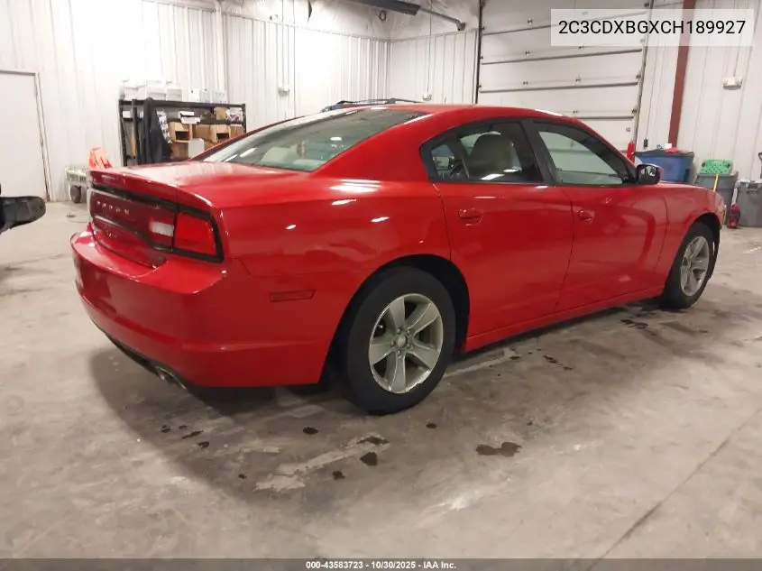 2C3CDXBGXCH189927 2012 Dodge Charger Se