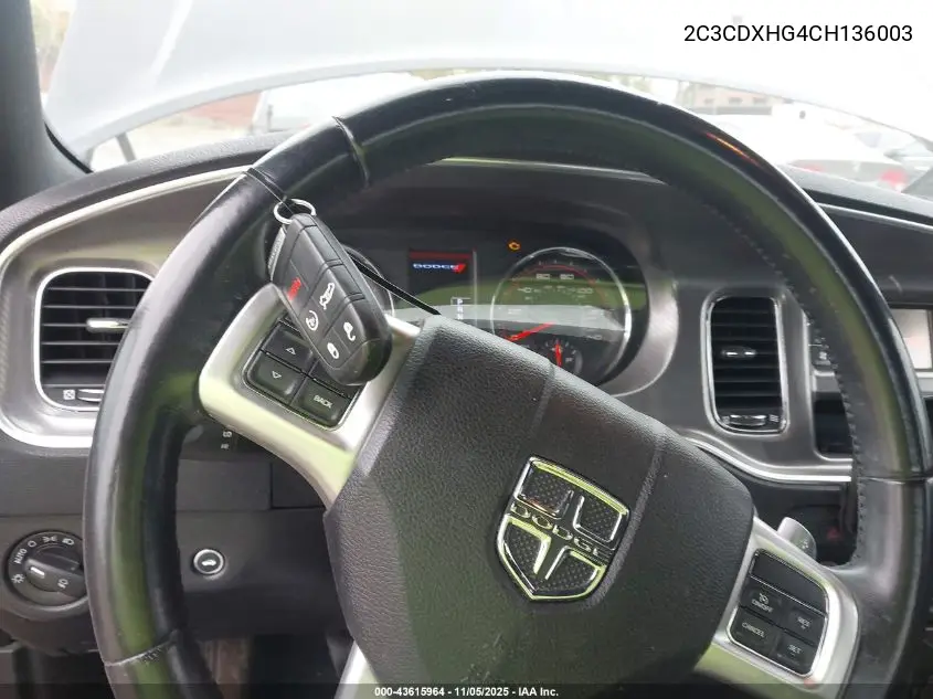 2C3CDXHG4CH136003 2012 Dodge Charger Sxt