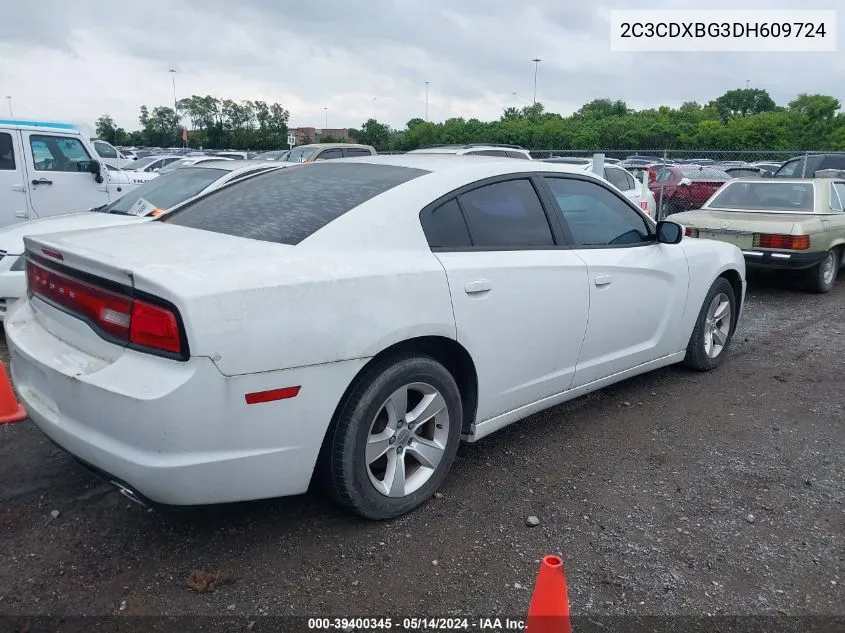 2013 Dodge Charger Se VIN: 2C3CDXBG3DH609724 Lot: 39400345