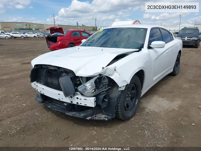 2014 Dodge Charger Sxt VIN: 2C3CDXHG3EH149893 Lot: 12007682