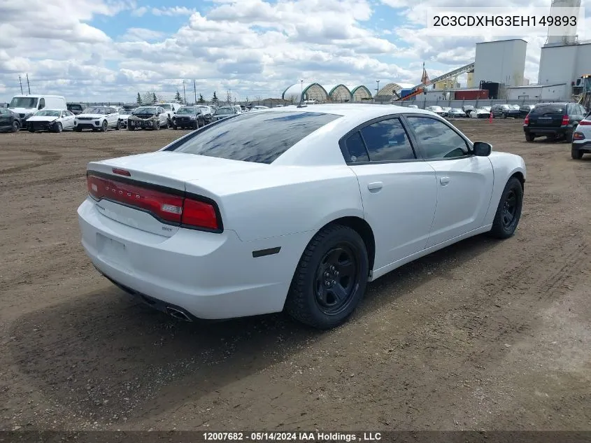 2014 Dodge Charger Sxt VIN: 2C3CDXHG3EH149893 Lot: 12007682