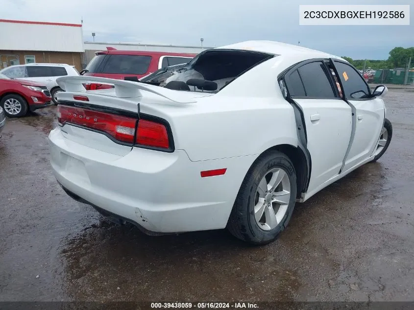 2014 Dodge Charger Se VIN: 2C3CDXBGXEH192586 Lot: 39438059