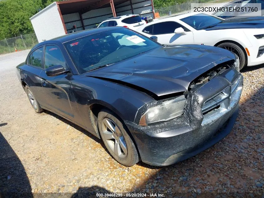 2014 Dodge Charger Sxt VIN: 2C3CDXHG1EH251760 Lot: 39468295