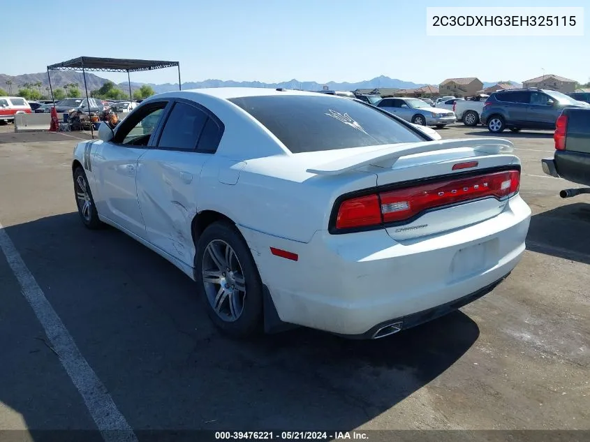 2014 Dodge Charger Sxt VIN: 2C3CDXHG3EH325115 Lot: 39476221