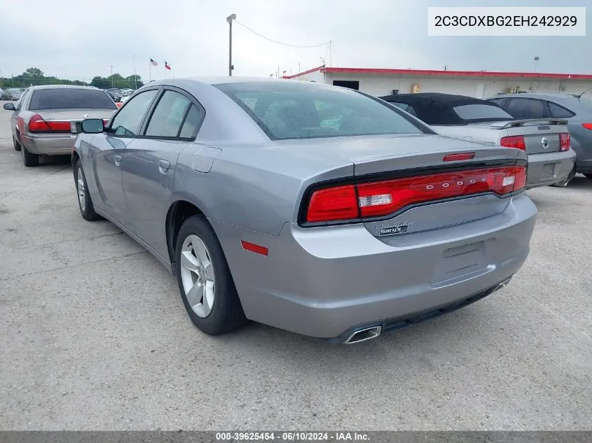 2014 Dodge Charger Se VIN: 2C3CDXBG2EH242929 Lot: 39625454