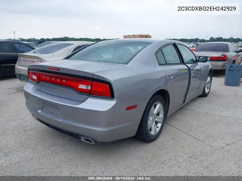 2014 Dodge Charger Se VIN: 2C3CDXBG2EH242929 Lot: 39625454