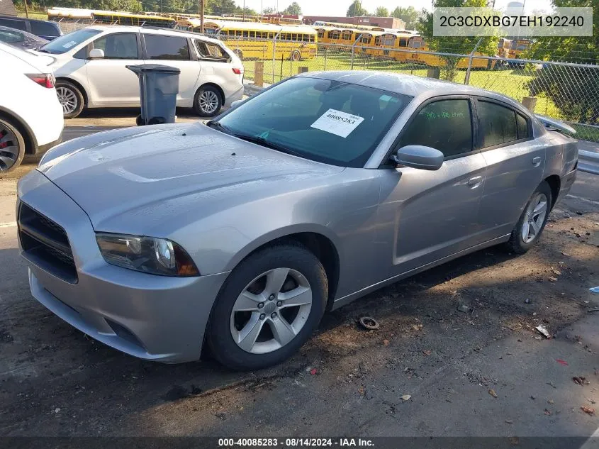 2014 Dodge Charger Se VIN: 2C3CDXBG7EH192240 Lot: 40085283