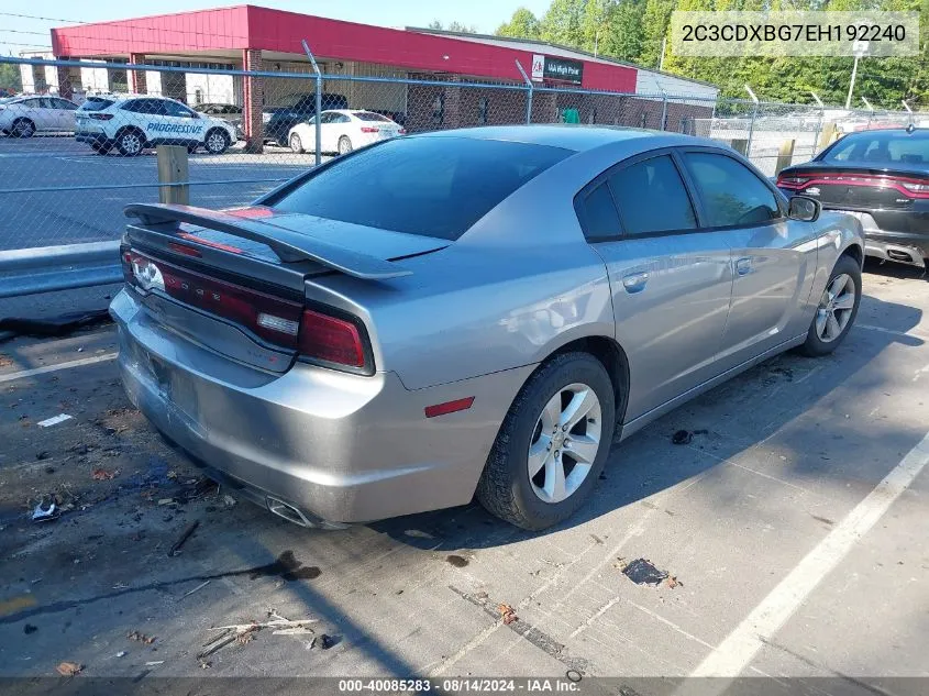 2014 Dodge Charger Se VIN: 2C3CDXBG7EH192240 Lot: 40085283