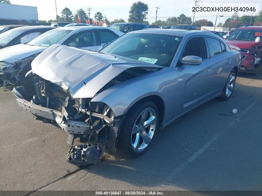 2014 Dodge Charger Sxt VIN: 2C3CDXHG0EH340946 Lot: 40138547