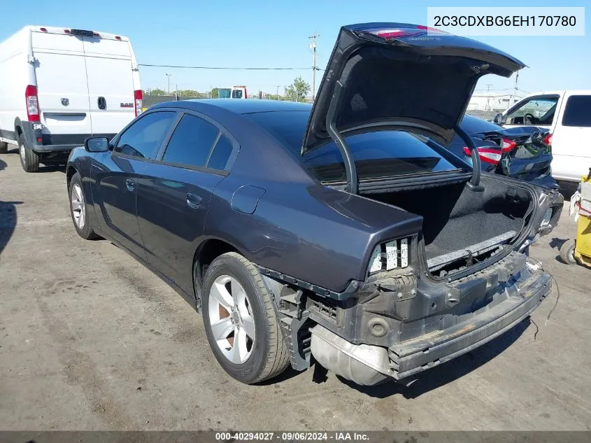 2014 Dodge Charger Se VIN: 2C3CDXBG6EH170780 Lot: 40294027