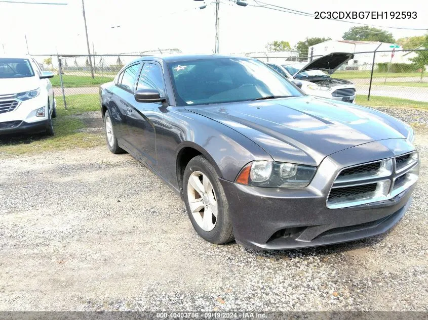 2014 Dodge Charger Se VIN: 2C3CDXBG7EH192593 Lot: 40403786