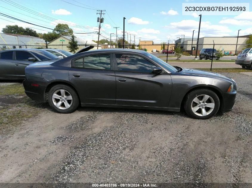 2014 Dodge Charger Se VIN: 2C3CDXBG7EH192593 Lot: 40403786