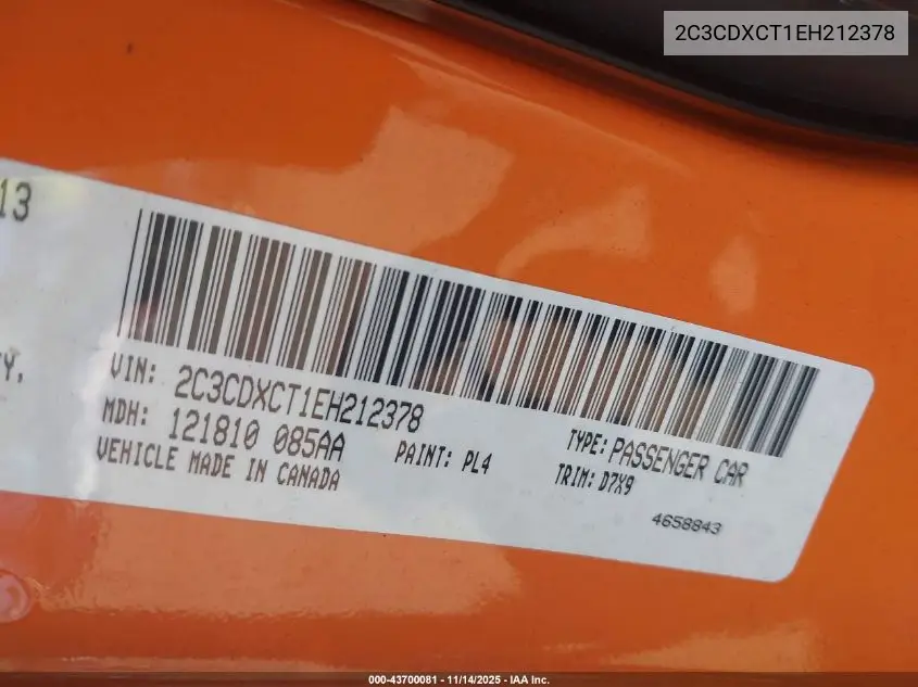 2C3CDXCT1EH212378 2014 Dodge Charger R/T