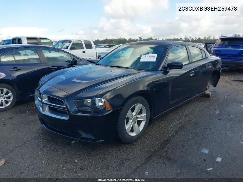 2C3CDXBG3EH259478 2014 Dodge Charger Se